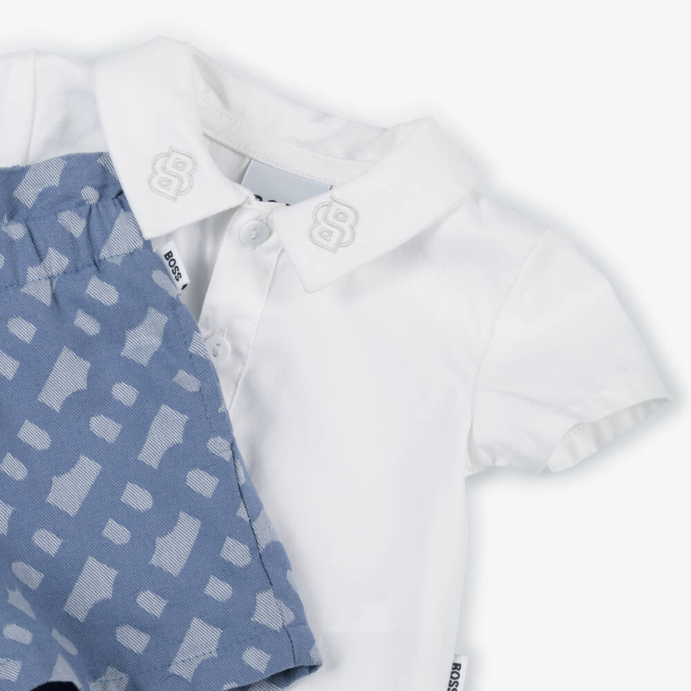 BOSS-Комплект из синего и белого хлопка для девочек | Childrensalon Outlet