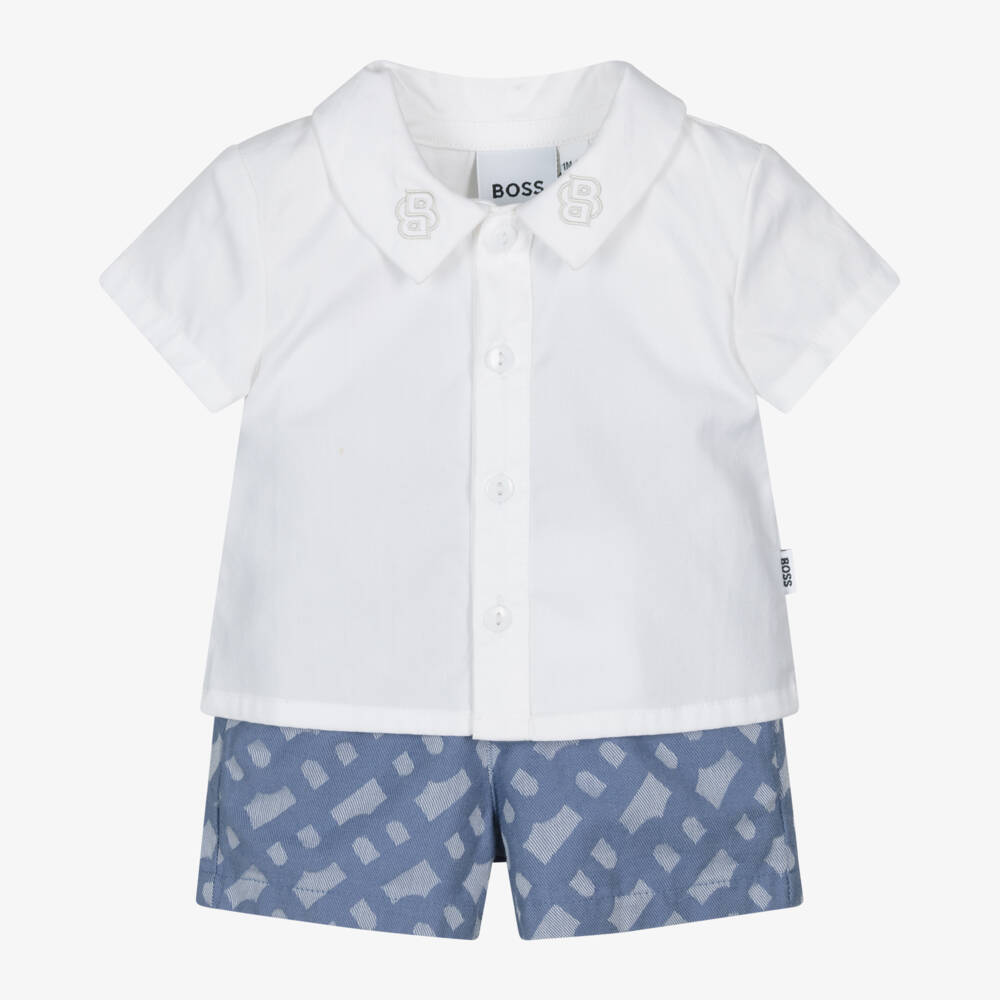 BOSS-Комплект из синего и белого хлопка для девочек | Childrensalon Outlet