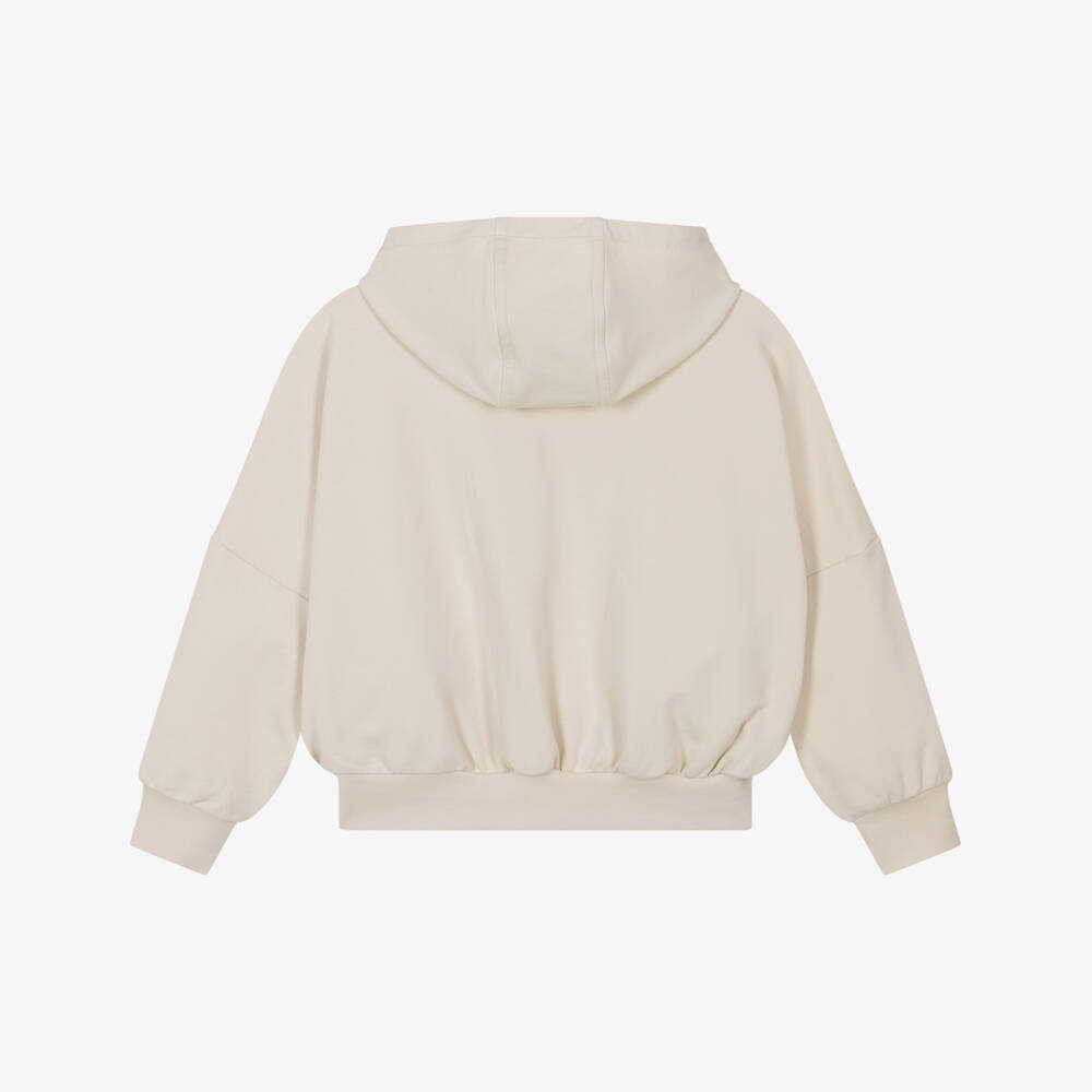 BOSS-Girls Cotton Beige Hooded Cardi | Childrensalon Outlet