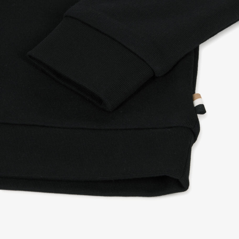 BOSS-Girls Cotton Black Hoodie | Childrensalon Outlet