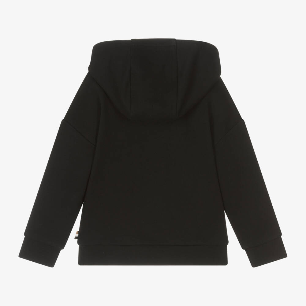 BOSS-Girls Cotton Black Hoodie | Childrensalon Outlet