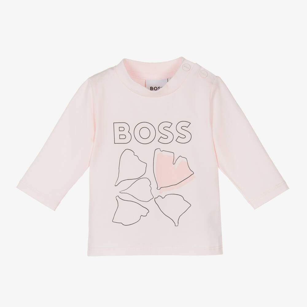BOSS-Girls Cotton Ginkgo Print Top | Childrensalon Outlet