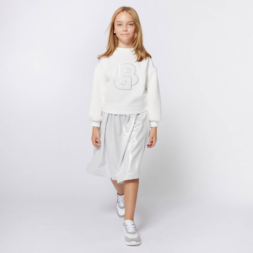 BOSS-Кремовый свитшот из вискозы Double B для девочек | Childrensalon Outlet