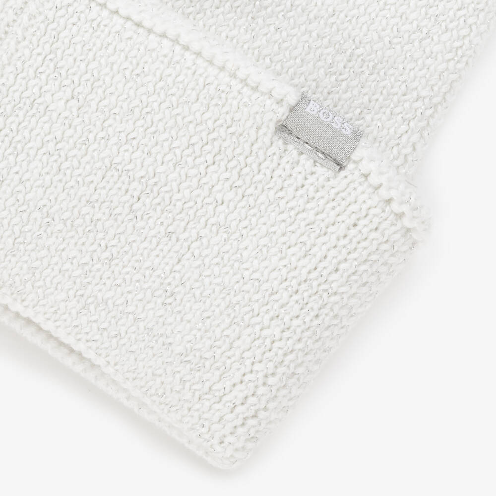 BOSS-Girls Cream Knit Pom-Pom Beanie | Childrensalon Outlet