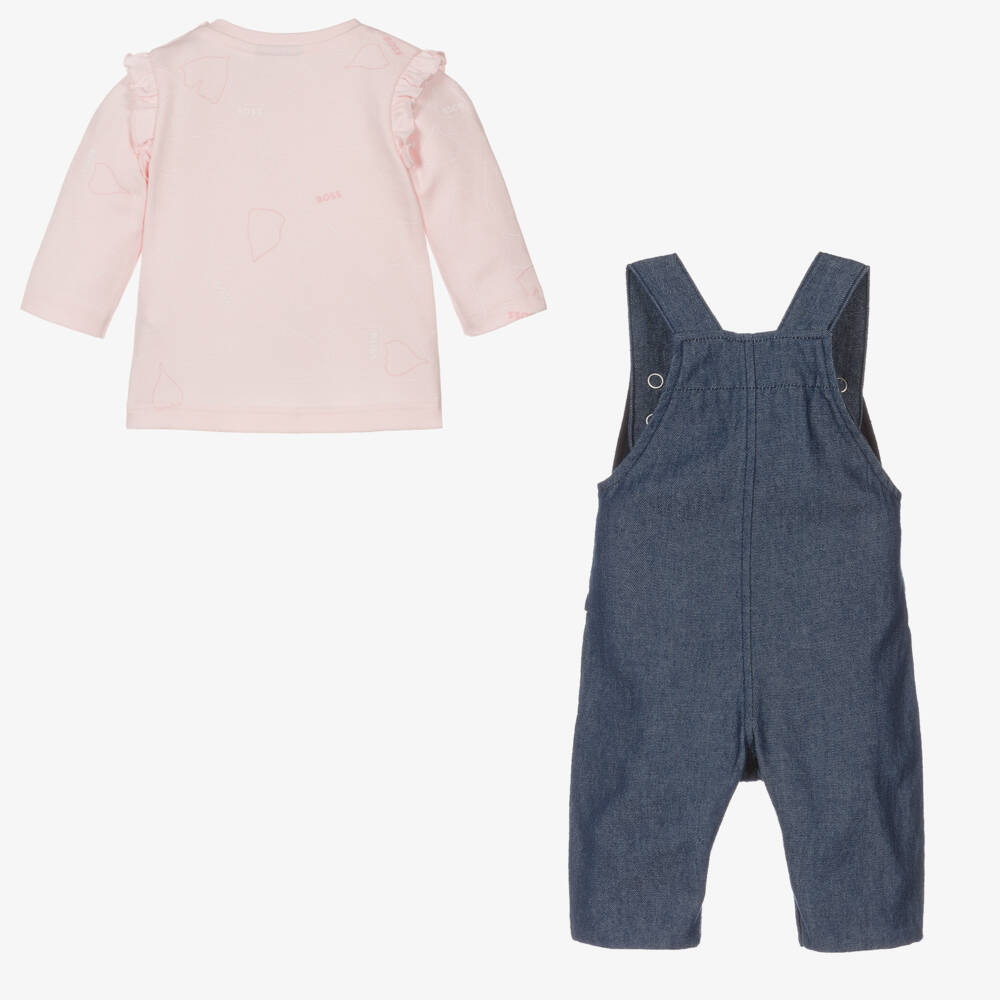 BOSS-Girls Denim and Pink Outfit Set | Childrensalon Outlet
