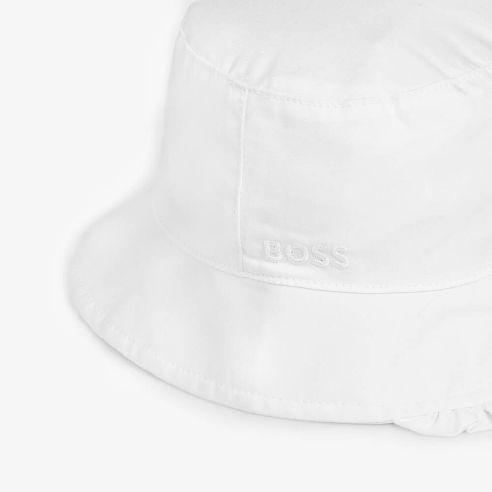 BOSS-Girls' Elegant White Cotton Sun Hat | Childrensalon Outlet
