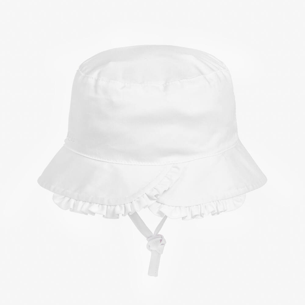 BOSS-Girls' Elegant White Cotton Sun Hat | Childrensalon Outlet