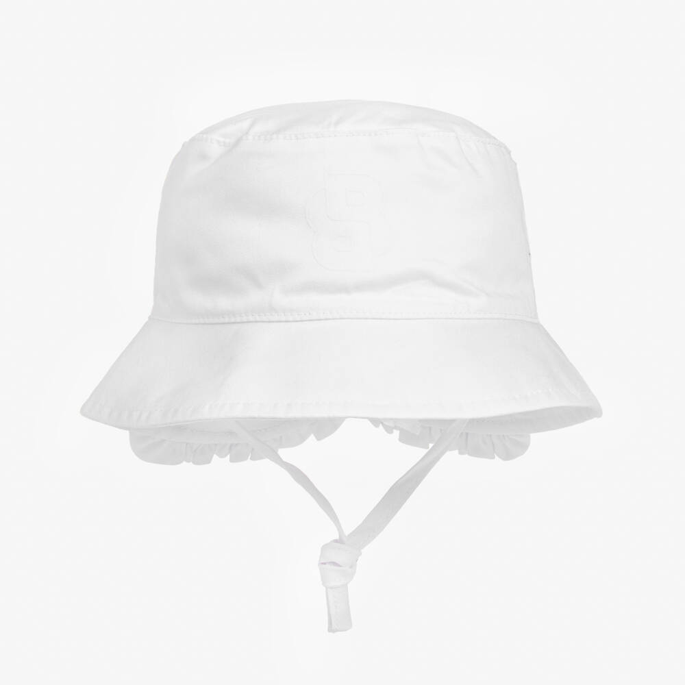 BOSS-Girls' Elegant White Cotton Sun Hat | Childrensalon Outlet