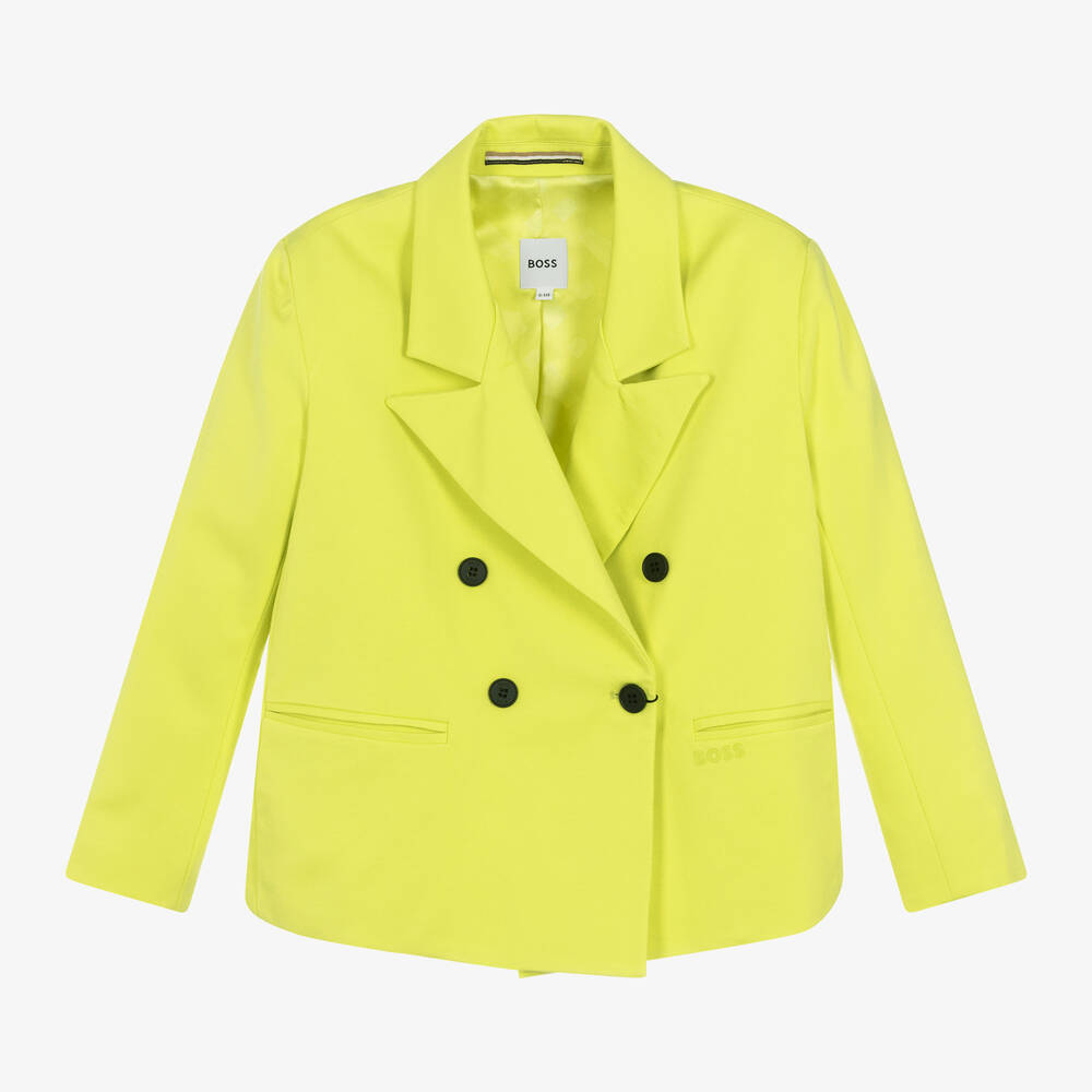 Girls Lime Green Double Breasted Blazer