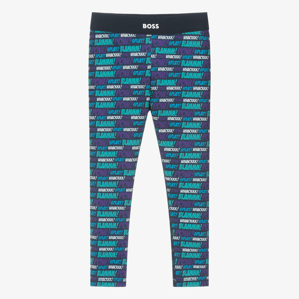BOSS-Girls Navy Blue Batman Leggings | Childrensalon Outlet