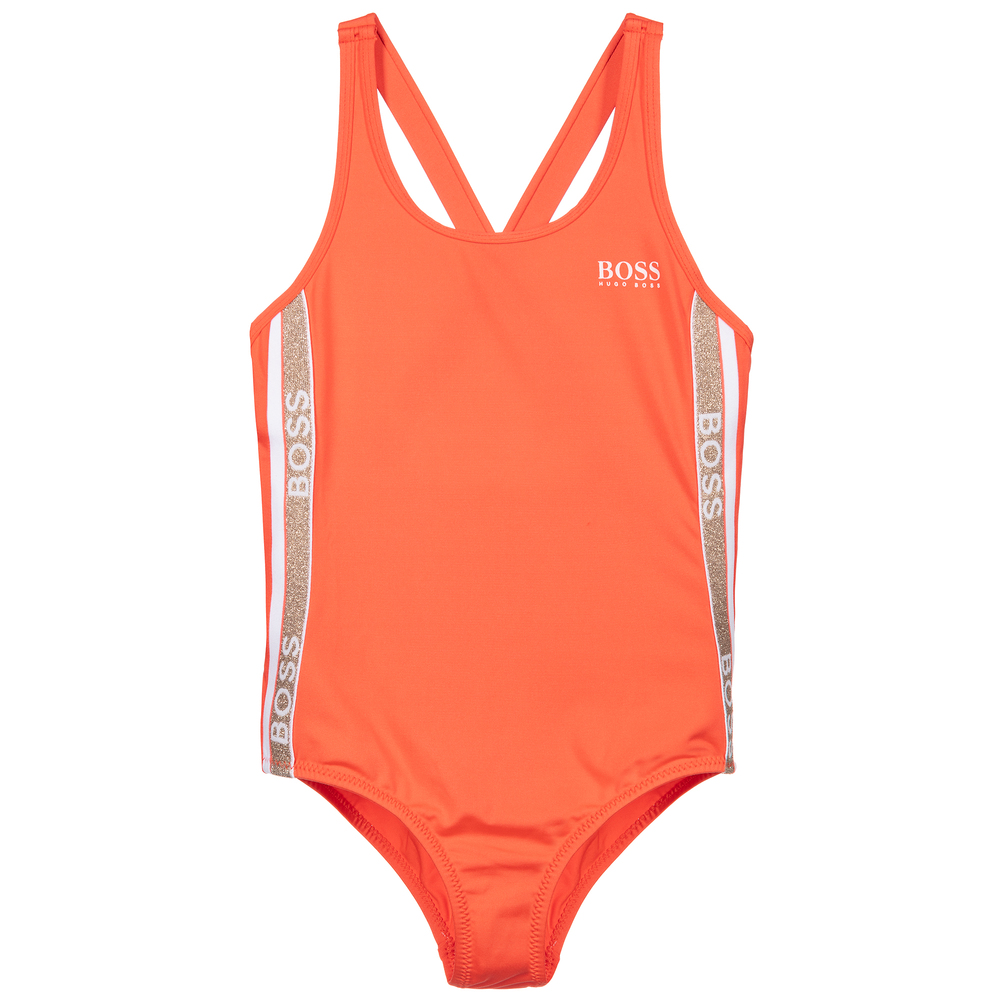 BOSS - Oranger Badeanzug für Mädchen | Childrensalon