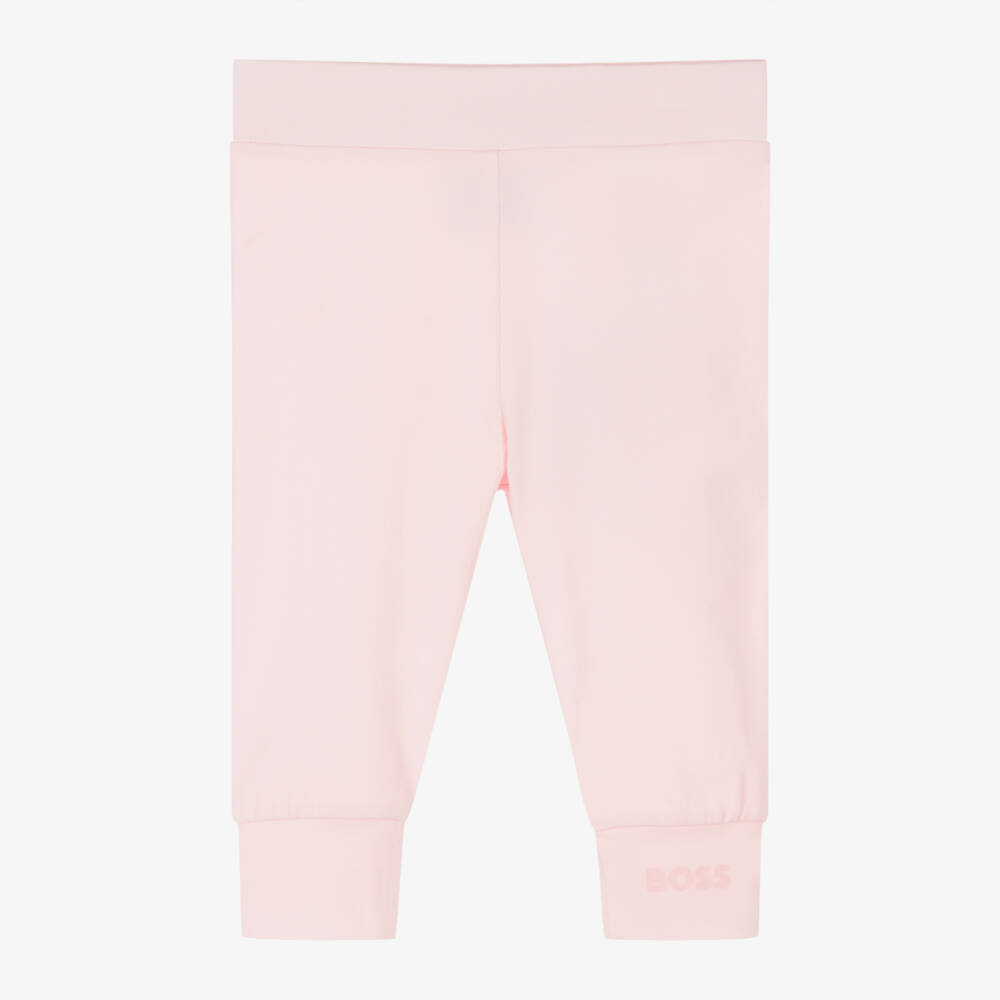 BOSS-Girls Pale Pink Cotton Leggings | Childrensalon Outlet