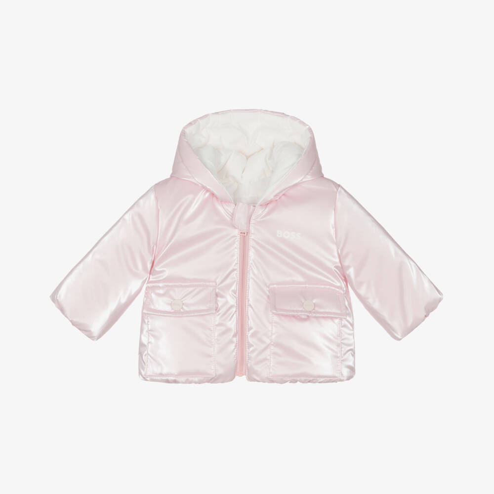 BOSS-Girls Pink and White Convertible Jacket | Childrensalon Outlet