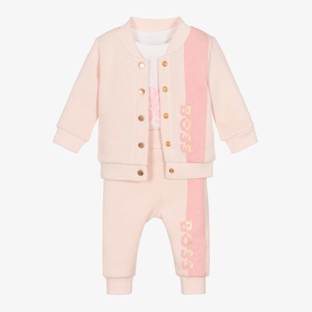 BOSS - Розовый комплект с брюками из хлопка | Childrensalon