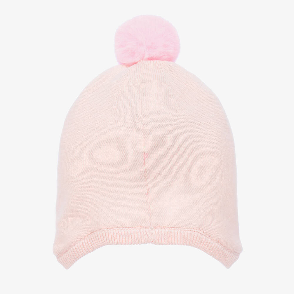 BOSS-Girls Pink Knitted Pom-Pom Hat | Childrensalon Outlet