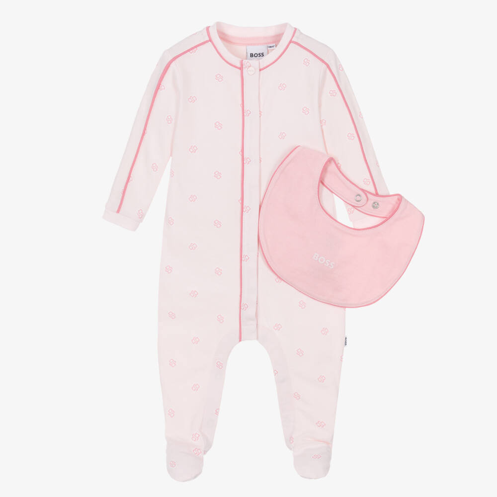 BOSS-Girls Pink Monogram Babywear Set | Childrensalon Outlet