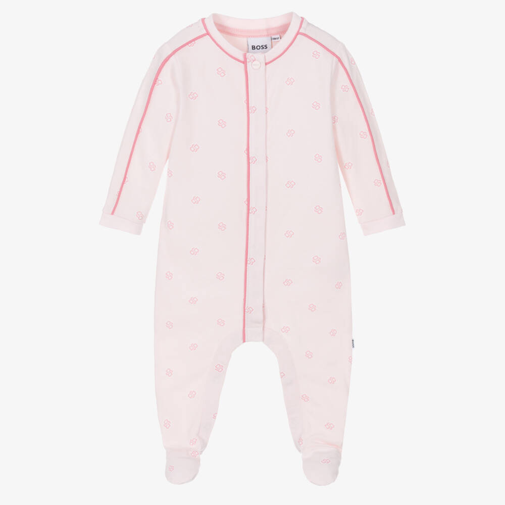 BOSS-Girls Pink Monogram Babywear Set | Childrensalon Outlet