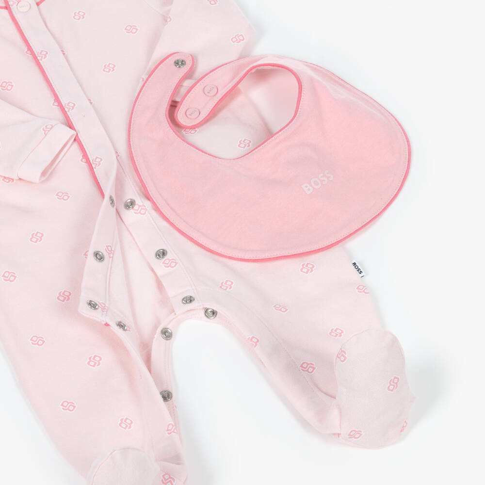 BOSS-Girls Pink Monogram Babywear Set | Childrensalon Outlet