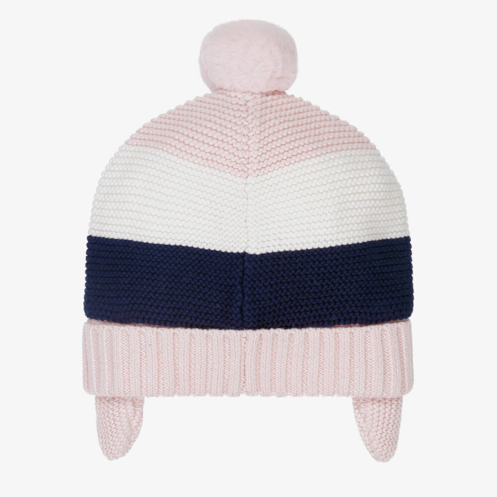 BOSS-Girls Pink Pom-Pom Knit Hat | Childrensalon Outlet