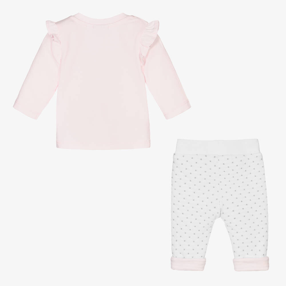 BOSS-Розовый топ и белые штанишки для девочек | Childrensalon Outlet