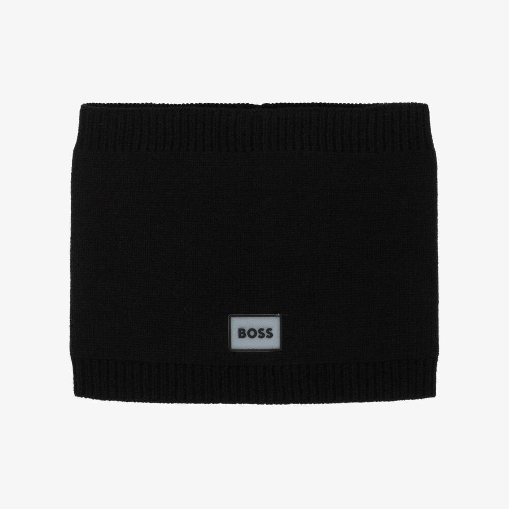 BOSS-Girls Reflective Patch Black Snood | Childrensalon Outlet