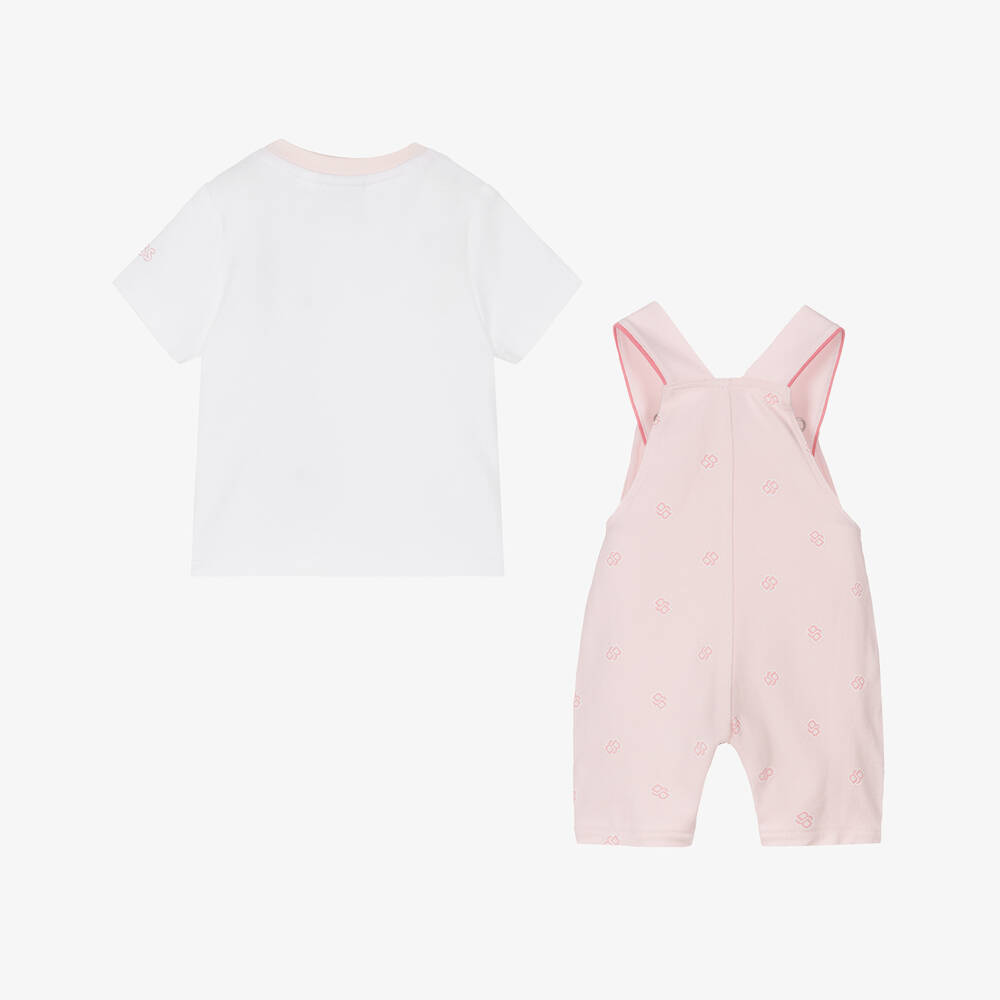 BOSS-Girls Rosy Cotton Dungaree Ensemble | Childrensalon Outlet