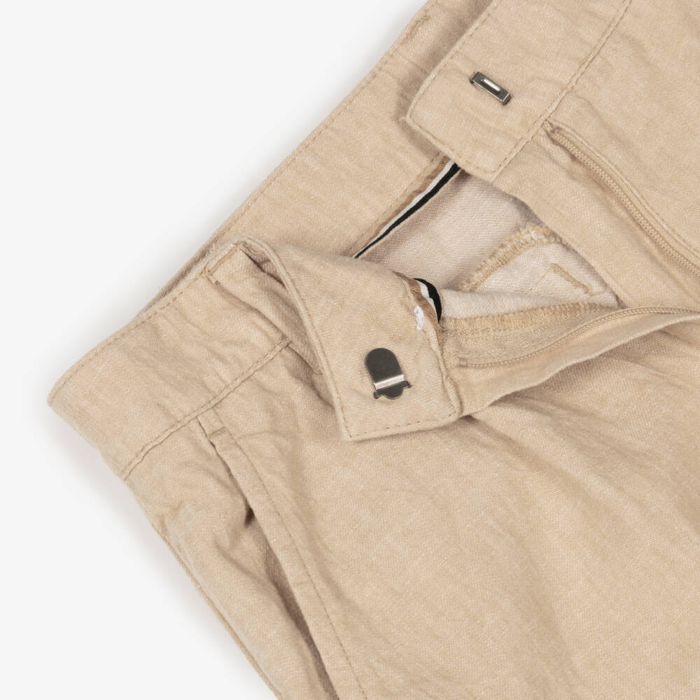 BOSS-Girls Soft Beige Wide-Leg Pants | Childrensalon Outlet