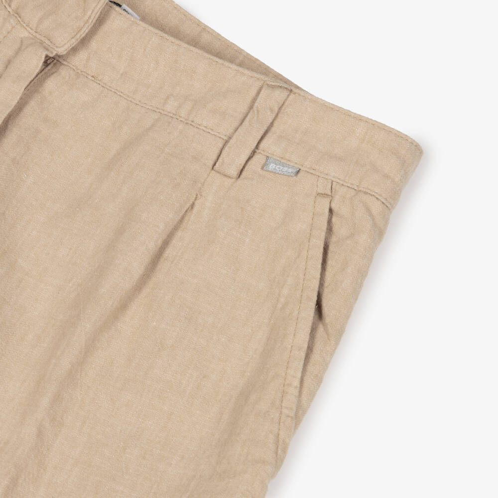 BOSS-Girls Soft Beige Wide-Leg Pants | Childrensalon Outlet