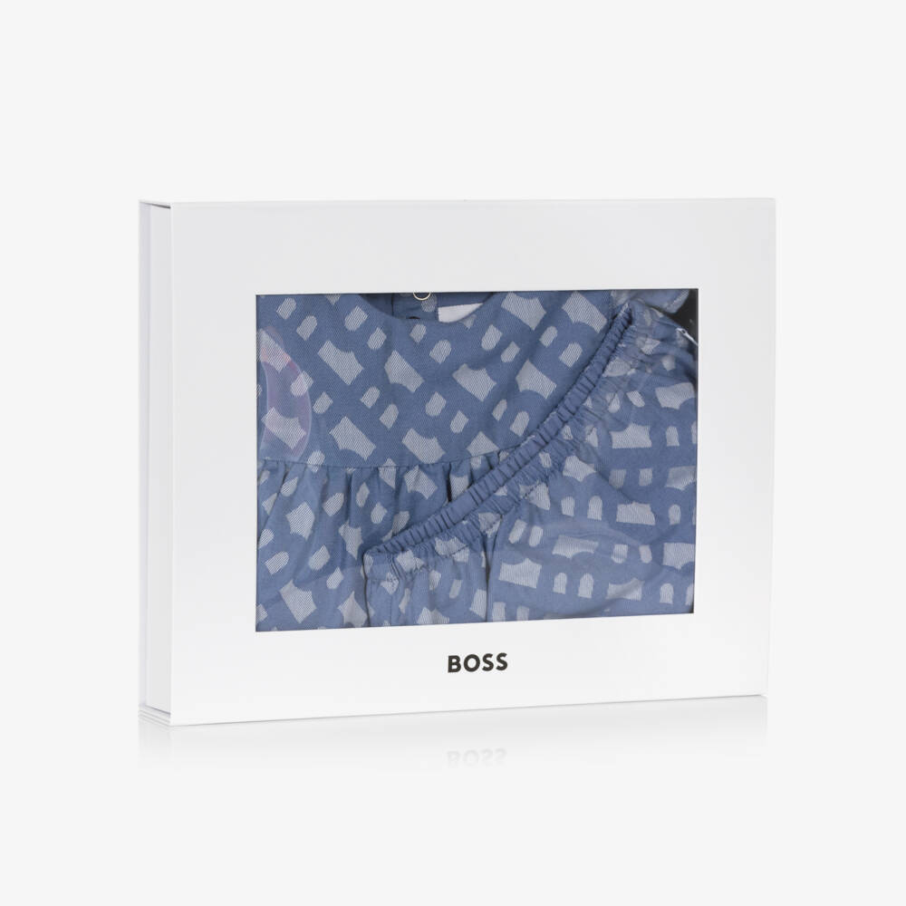 BOSS-Girls' Soft Blue Twill Dress | Childrensalon Outlet