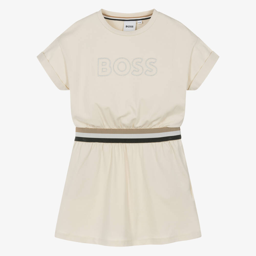 BOSS-Girls Soft Ivory Knit Dress | Childrensalon Outlet
