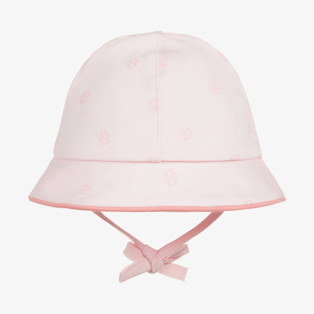 BOSS-Girls Soft Pink Jersey Sun Hat | Childrensalon Outlet