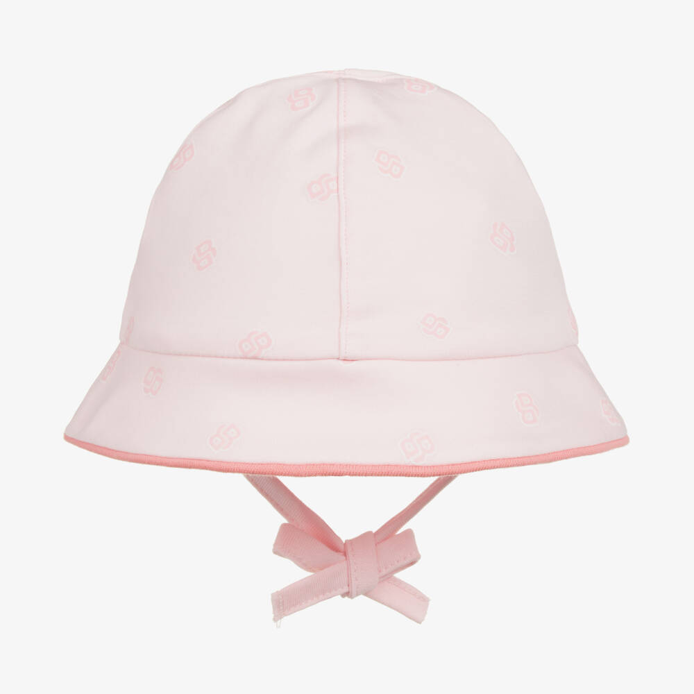 BOSS-Girls Soft Pink Jersey Sun Hat | Childrensalon Outlet