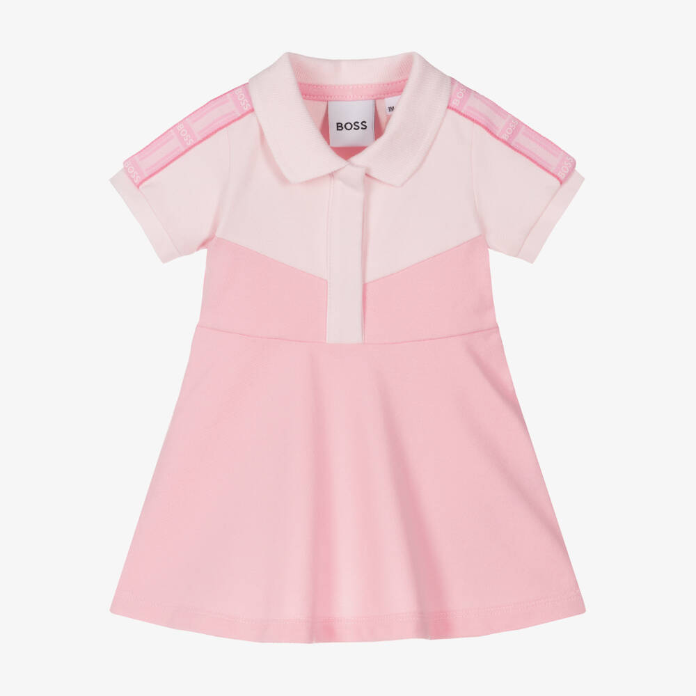 BOSS-Girls Sporty Pink Polo Frock | Childrensalon Outlet