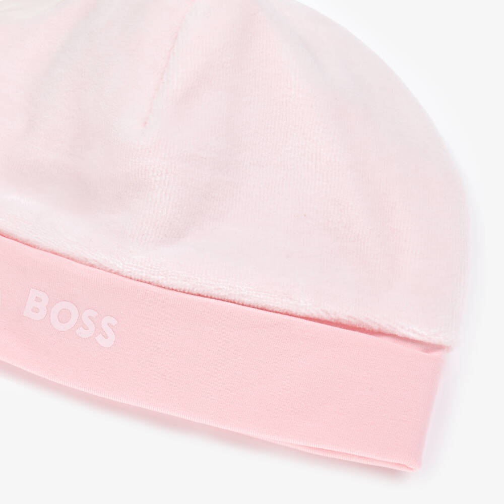BOSS-Girls Velour Pink Cap | Childrensalon Outlet