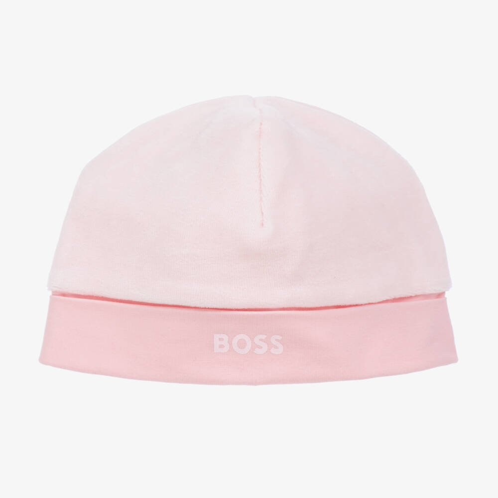 BOSS-Girls Velour Pink Cap | Childrensalon Outlet