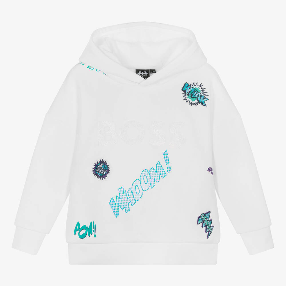Boss hoodie white discount