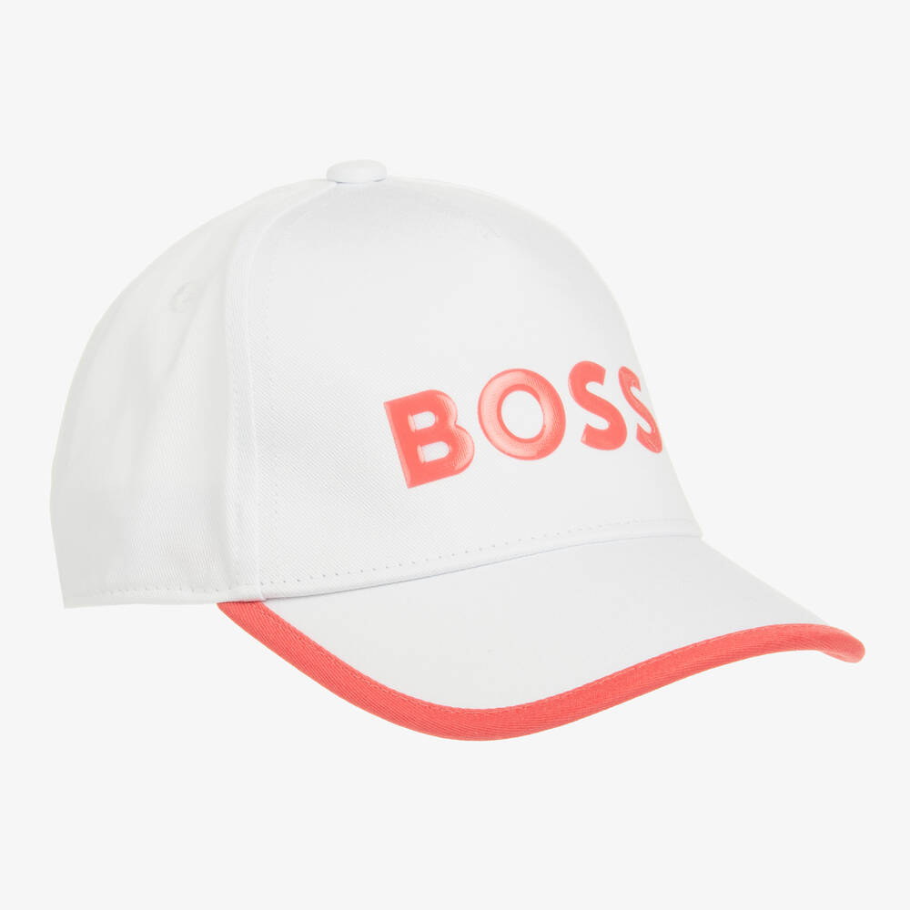 BOSS - Girls White Cotton Logo Cap | Childrensalon