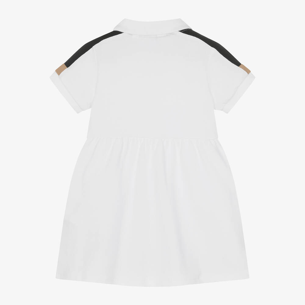 BOSS-Girls White Cotton Polo Shirt Dress | Childrensalon Outlet
