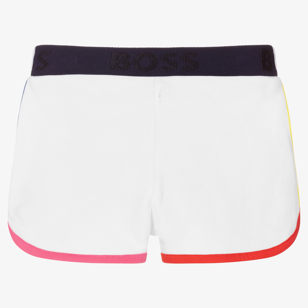 BOSS-Girls White Cotton Shorts | Childrensalon Outlet
