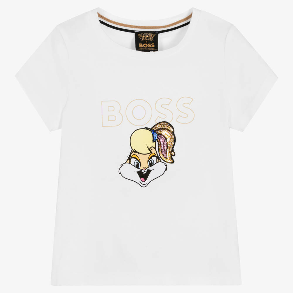 BOSS - Girls White Lola Bunny T-Shirt | Childrensalon