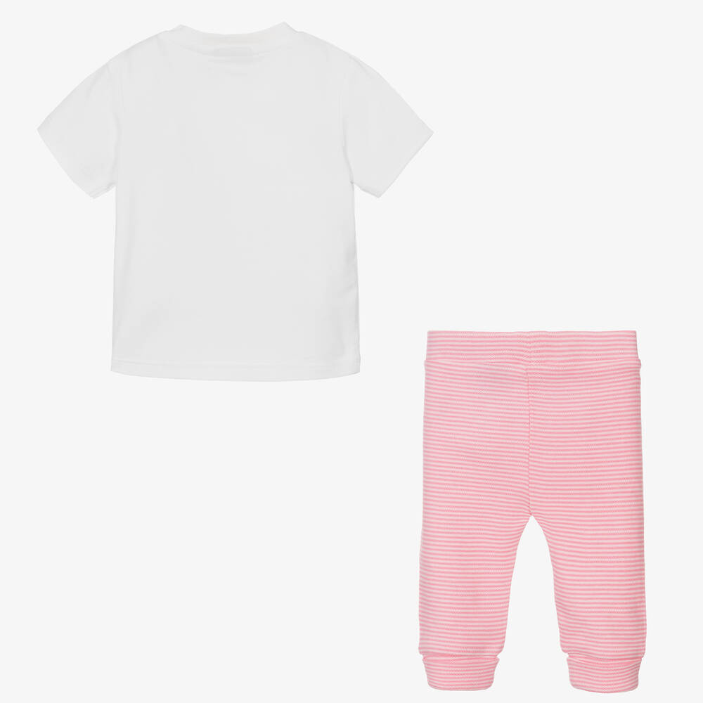 BOSS-Белый топ и розовые брюки из хлопка | Childrensalon Outlet