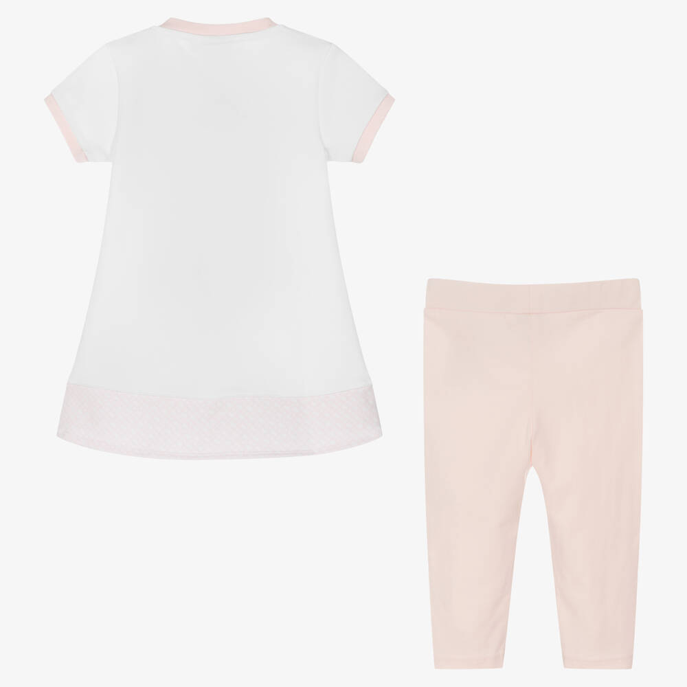 BOSS-Белое платье и розовые легинсы | Childrensalon Outlet