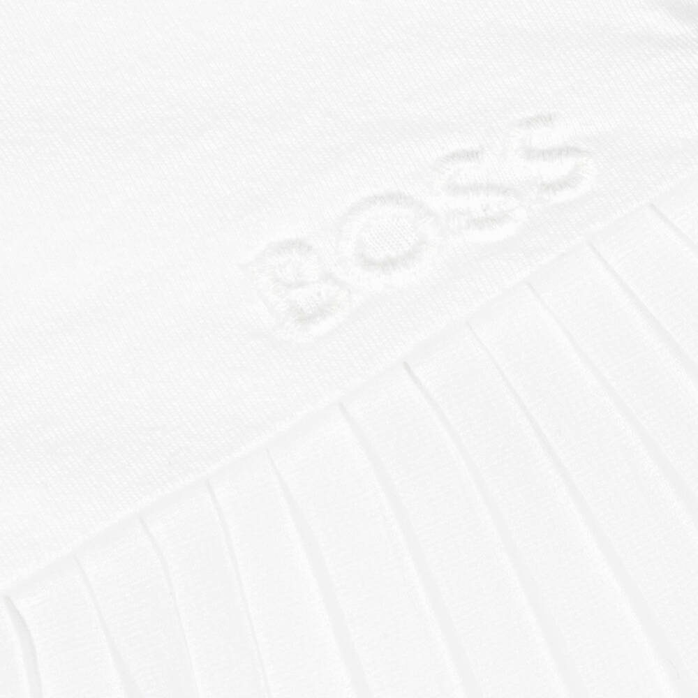 BOSS-فستان بكسرات أطفال بناتي قطن وشيفون لون أبيض | Childrensalon Outlet