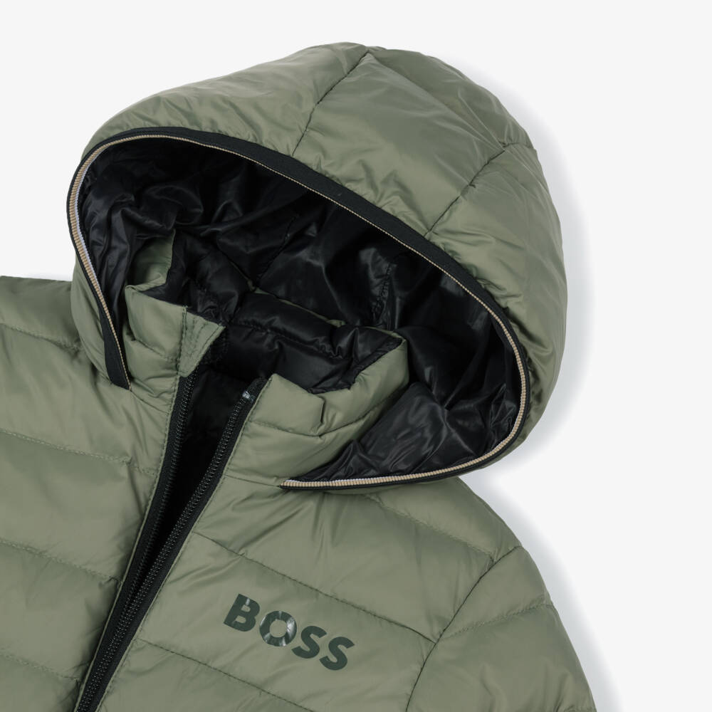 BOSS-Green & Black Reversible Puffer | Childrensalon Outlet