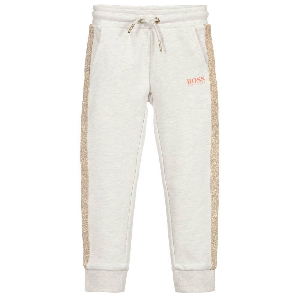 BOSS-Grey Cotton Logo Joggers | Childrensalon Outlet