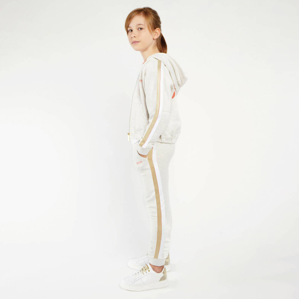 BOSS-Серые хлопковые джоггеры | Childrensalon Outlet