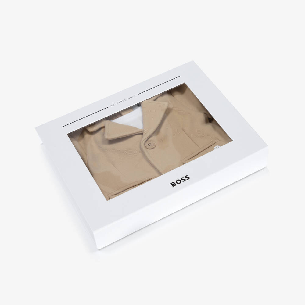 BOSS-Infant Boys Creamy Cotton Romper | Childrensalon Outlet