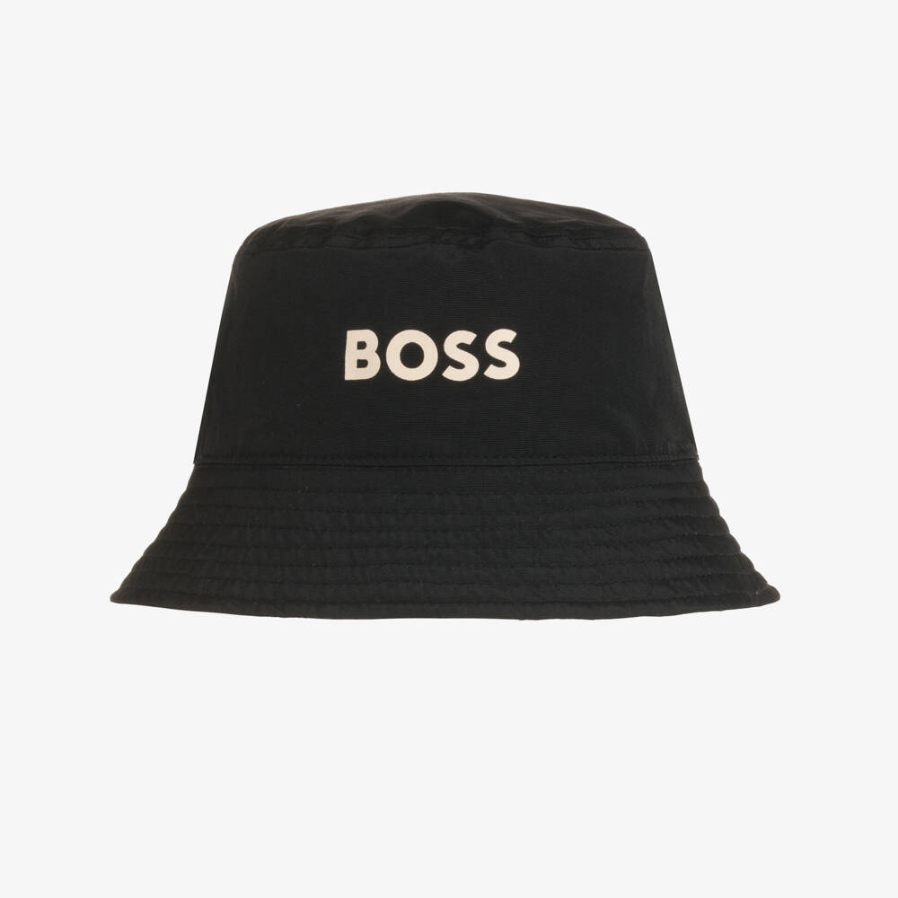 BOSS-قبعة شمسية قابلة للعكس بلون العاج والأسود | Childrensalon Outlet