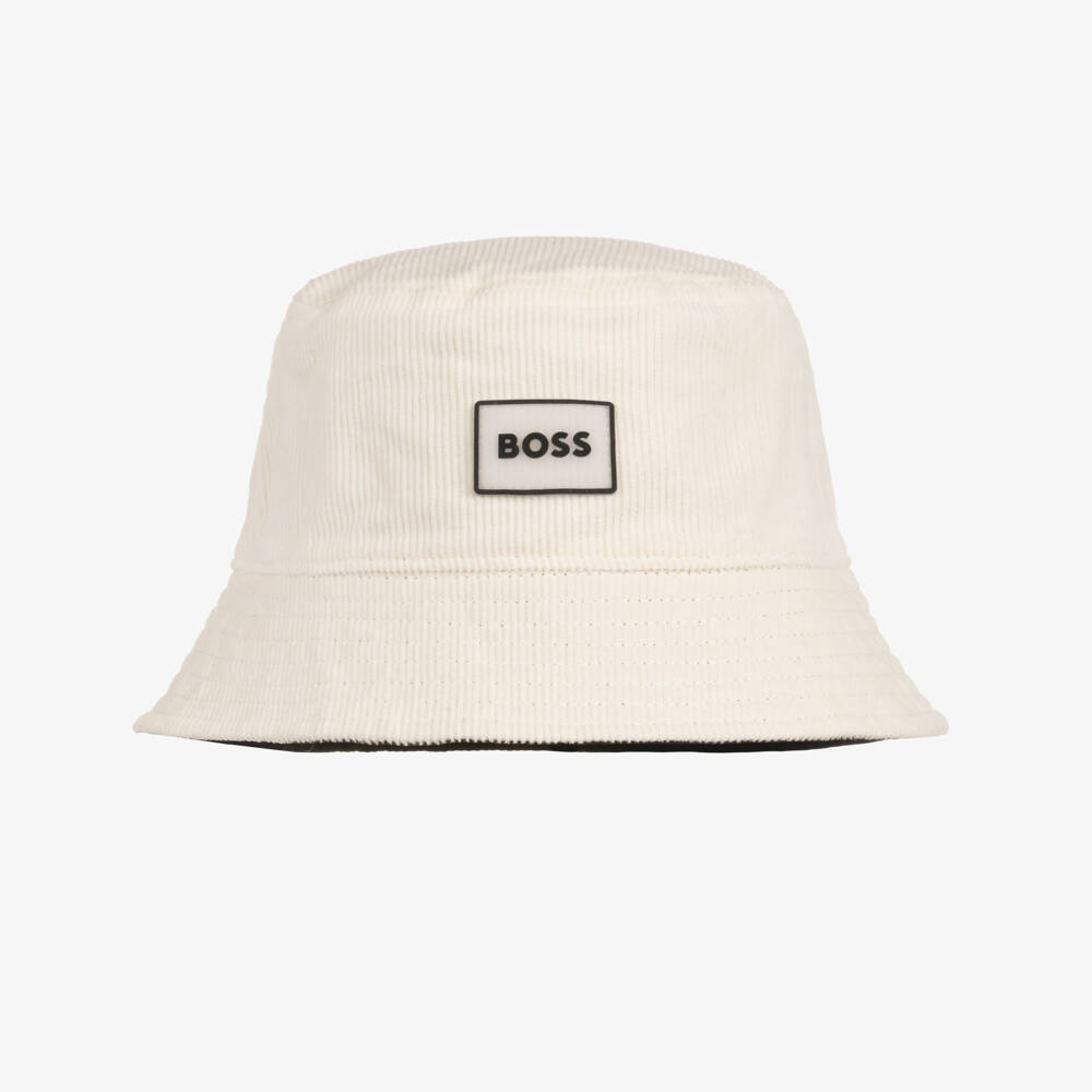 BOSS-Ivory & Black Reversible Bucket Hat | Childrensalon Outlet