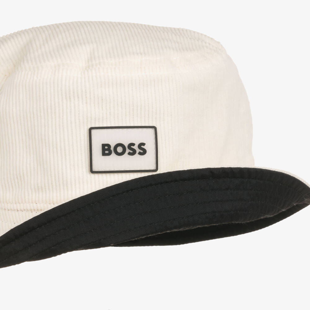 BOSS-Ivory & Black Reversible Bucket Hat | Childrensalon Outlet